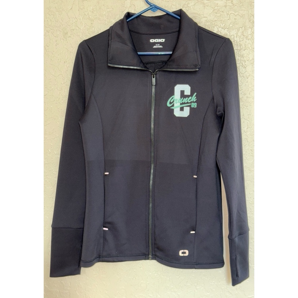 OGIO Women's Black Varsity Jacket with Green Accents “Crunch” Graphic Size S/P